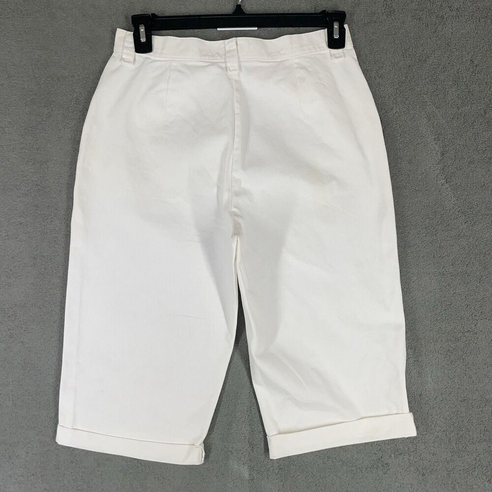 Riders Casuals White Denim Bermuda Shorts High Waist Cuffed Women's 10M Cotton - Picture 8 of 13